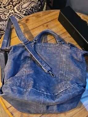 FreePeople Leather Denim Blue Over Sholulder/Cross Body